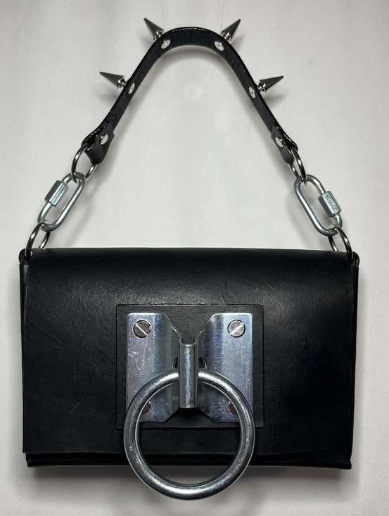 Wretched Darlings Handbags - Black Leather Gothic Industrial Handbag Purse
